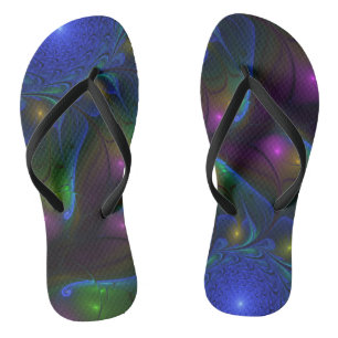 Farbiges Abstraktes, modernes, trendiges Fraktal Flip Flops
