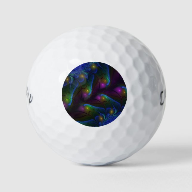 Farbiges Abstraktes, modernes, trendiges Fraktal Golfball (Vorderseite)