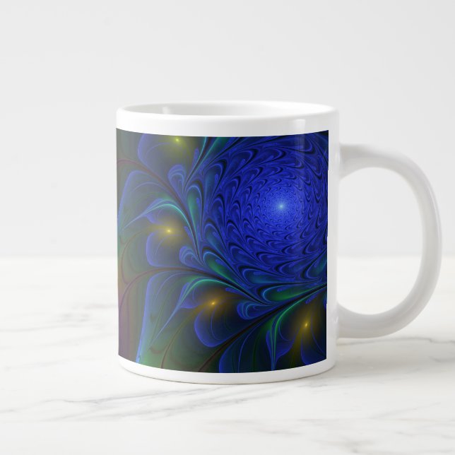 Farbiges Abstraktes, modernes, trendiges Fraktal Jumbo-Tasse (Rechts)