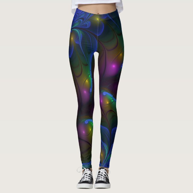 Farbiges Abstraktes, modernes, trendiges Fraktal Leggings (Vorderseite)