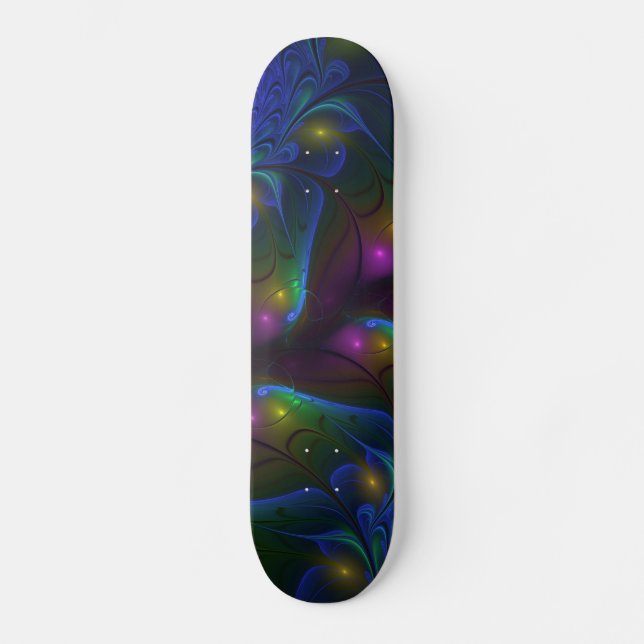 Farbiges Abstraktes, modernes, trendiges Fraktal Skateboard (Vorderseite)