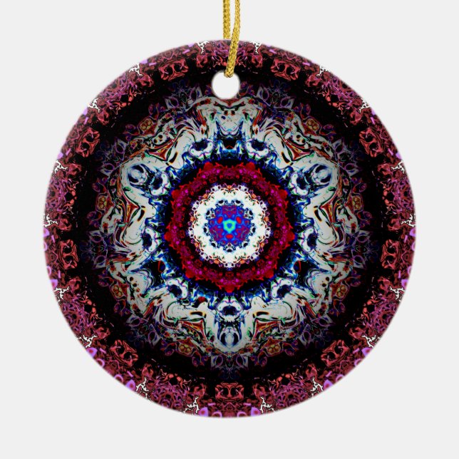 Farbiges abstraktes Muster (Alien Auge) Keramik Ornament (Vorne)