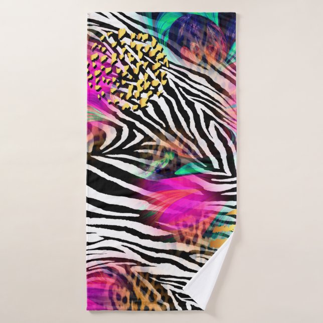 Farbiges abstraktes Muster mit Zebra textureabstra Badehandtuch (Badehandtuch)