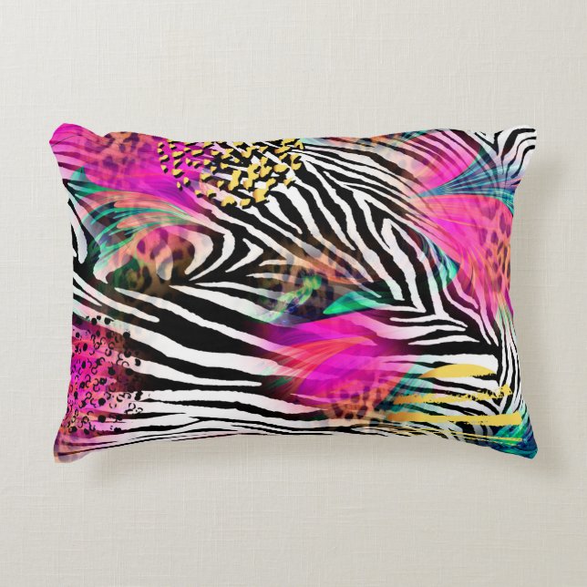 Farbiges abstraktes Muster mit Zebra textureabstra Dekokissen (Vorderseite)