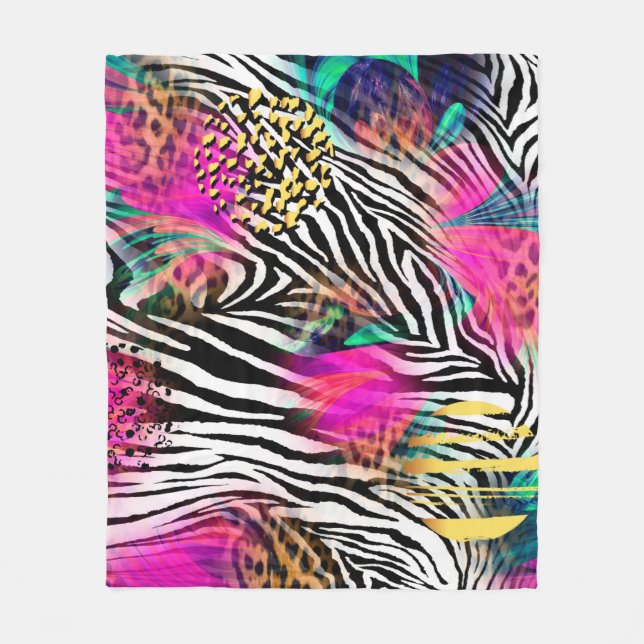 Farbiges abstraktes Muster mit Zebra textureabstra Fleecedecke (Vorderseite)