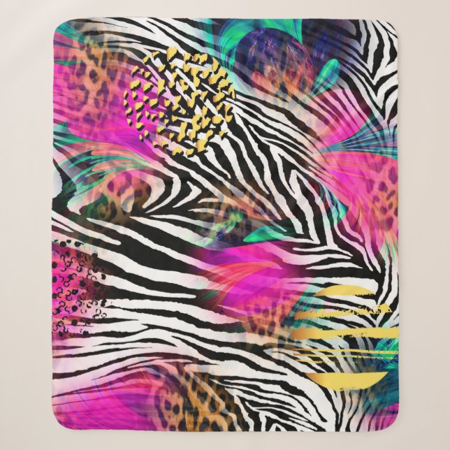 Farbiges abstraktes Muster mit Zebra textureabstra Sherpadecke (Vorderseite)