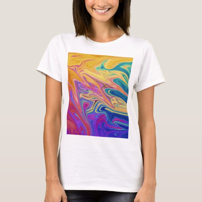 Farbiges abstraktes Muster T-Shirt (Vorderseite)