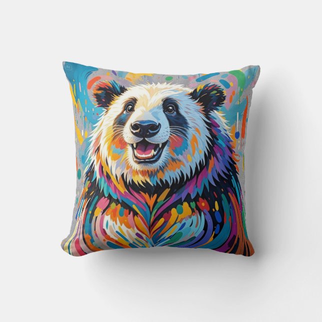 Farbiges abstraktes panda tierisches Design Kissen (Vorderseite)