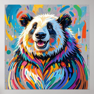 Farbiges abstraktes panda tierisches Design Poster