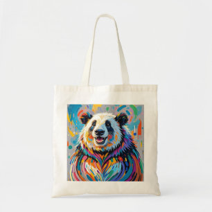 Farbiges abstraktes panda tierisches Design Tragetasche