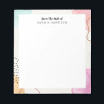 Farbiges Abstraktes Personalisiertes Notepad Notizblock<br><div class="desc">Moderne abstrakte Aquarellgestaltung in Pastelltönen in Rosa,  lila,  Blau und Gelb.</div>