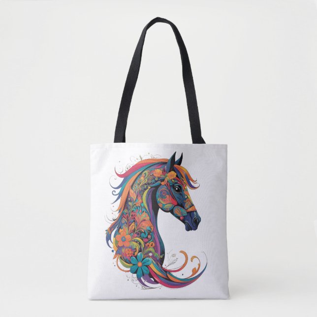 Farbiges abstraktes Pferd Tasche (Vorderseite)