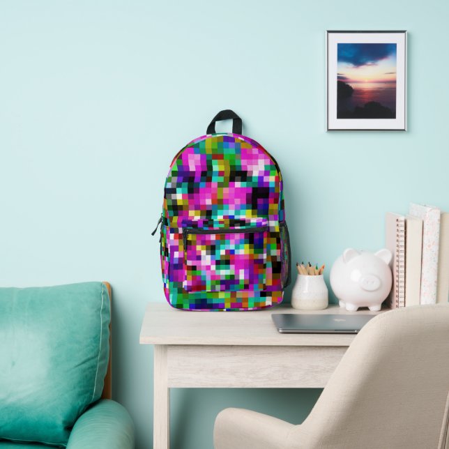 Farbiges Abstraktes Pixelmuster Bedruckter Rucksack (InSitu)