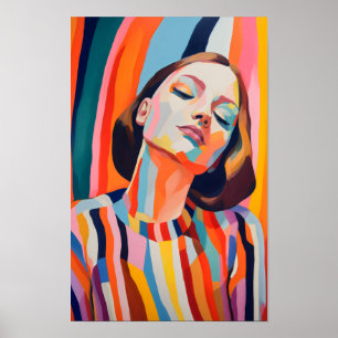 Farbiges Abstraktes Portrait einer Frau Poster