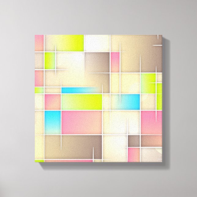 Farbiges Abstraktes Quadrat Geometrisches Muster Leinwanddruck (Vorderseite)