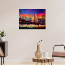 Farbiges Abstraktes San Francisco Skyline Poster