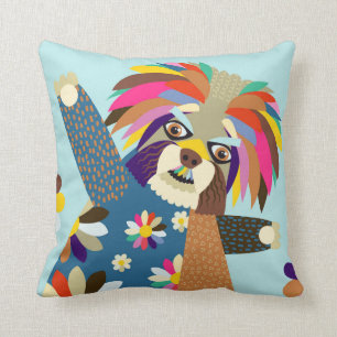 Farbiges Abstraktes Terrier Dog Tierportrait Kissen
