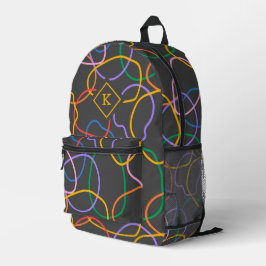 Farbiges Abstraktes Wavy Lines Muster Bedruckter Rucksack