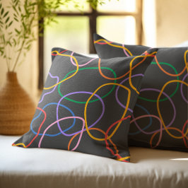 Farbiges Abstraktes Wavy Lines Muster Kissen