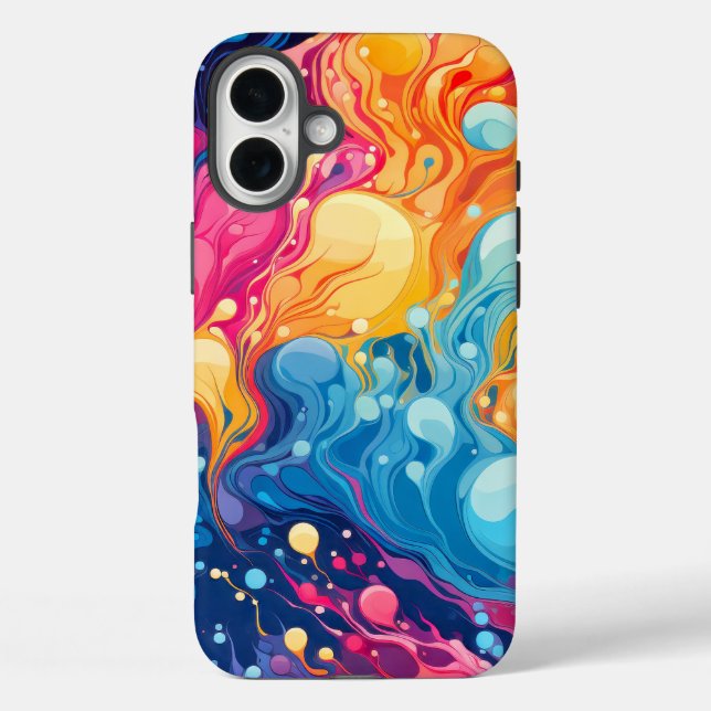 Farbiges Abstraktes Wellenmuster iPhone 16 Plus Hülle (Rückseite)