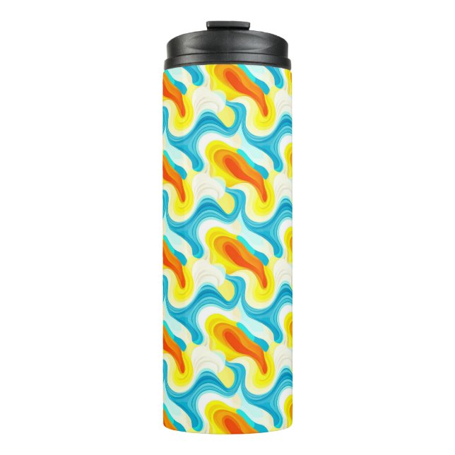 Farbiges Abstraktes Wellenmuster Thermosbecher (Vorderseite)