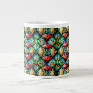 Farbiges afrikanisch Inspiriertes geometrisches Mo Jumbo-Tasse