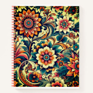 Farbiges Ai-Blumenmuster Notizbuch