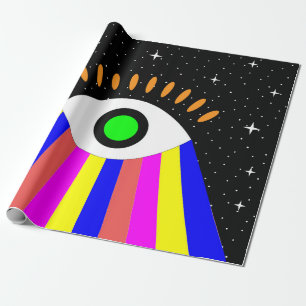 Farbiges all sehendes Auge Flachdesign mit Sternen Geschenkpapier