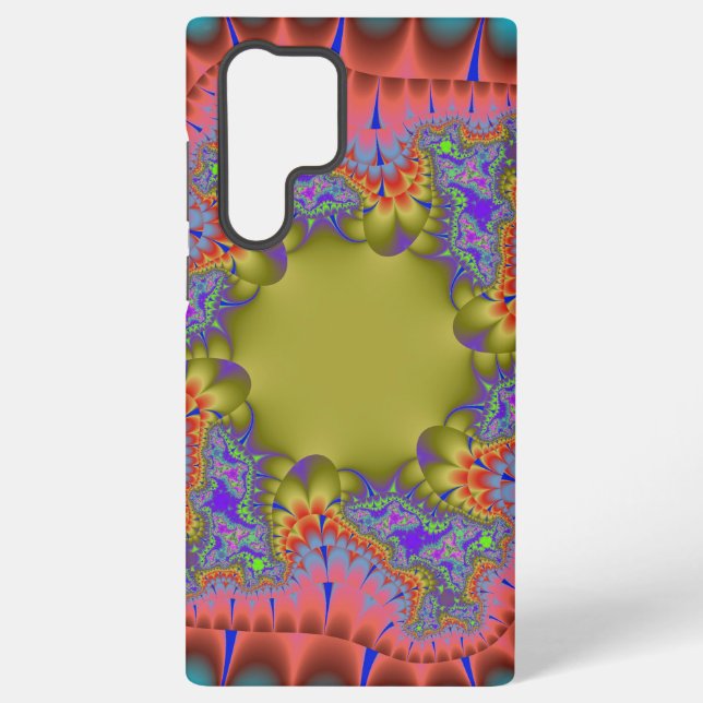 Farbiges Aquamarines, rosa und grünes Fraktal Samsung Galaxy Hülle (Rückseite)