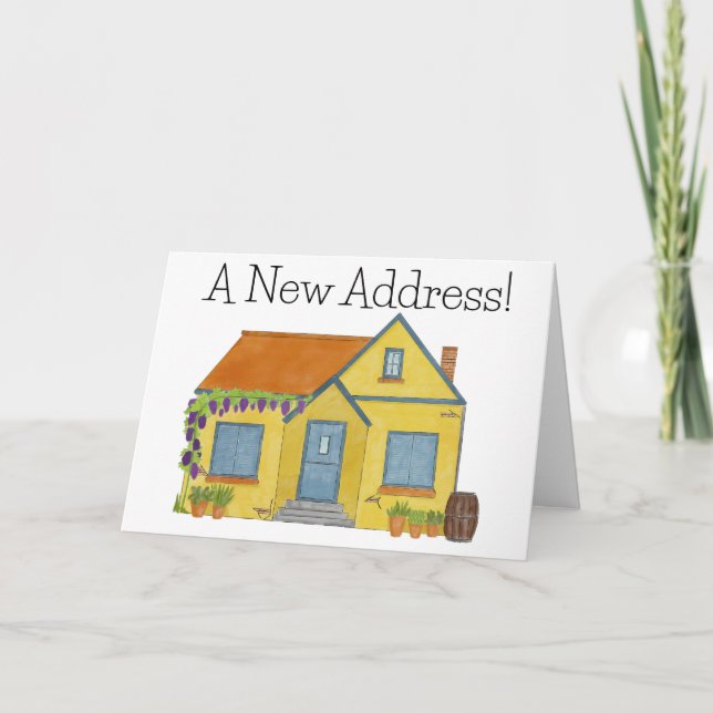 Farbiges Aquarellhaus Neue Adresskarte Ankündigung (Vorderseite)