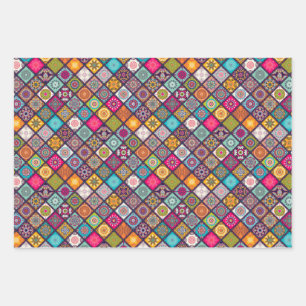 Farbiges arabisches Mandala-Laternendesign Geschenkpapier Set