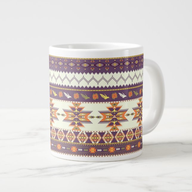 Farbiges Aztec-Muster Jumbo-Tasse (Vorderseite Rechts)