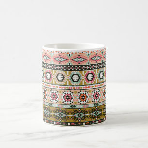 Farbiges Aztekenmuster Boho Geometric Kaffeetasse