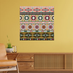 Farbiges Aztekenmuster Boho Geometric Poster