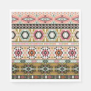 Farbiges Aztekenmuster Boho Geometric Serviette