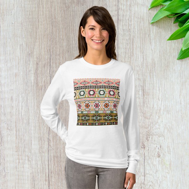 Farbiges Aztekenmuster Boho Geometric T-Shirt (Von Creator hochgeladen)