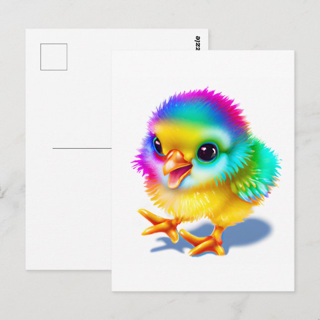 Farbiges Baby Chicken Postkarte (Vorne/Hinten)