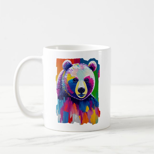 Farbiges Bärenportrait Kaffeetasse (Links)