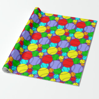 Farbiges Baseballs-Muster Geschenkpapier