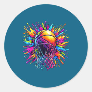 Farbiges Basketballkorb Runder Aufkleber