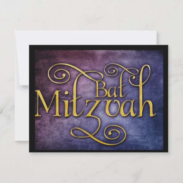 Farbiges Bat Mitzvah-Design Einladung (Vorderseite)