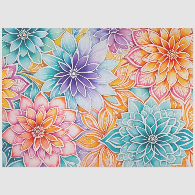 Farbiges Batik-Kunstpapier Seidenpapier (Vorderseite)