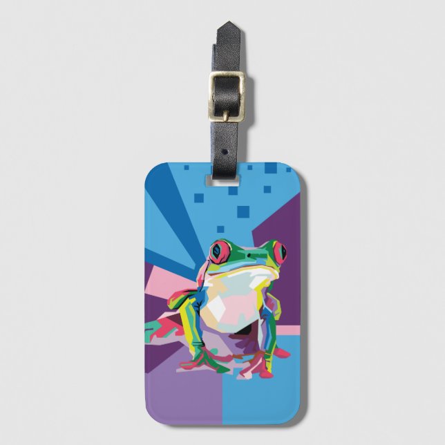 Farbiges Baum Frog Portrait Gepäckanhänger (Vorderseite Vertikal)