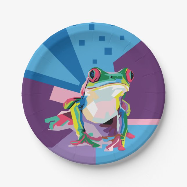 Farbiges Baum Frog Portrait Pappteller (Vorderseite)