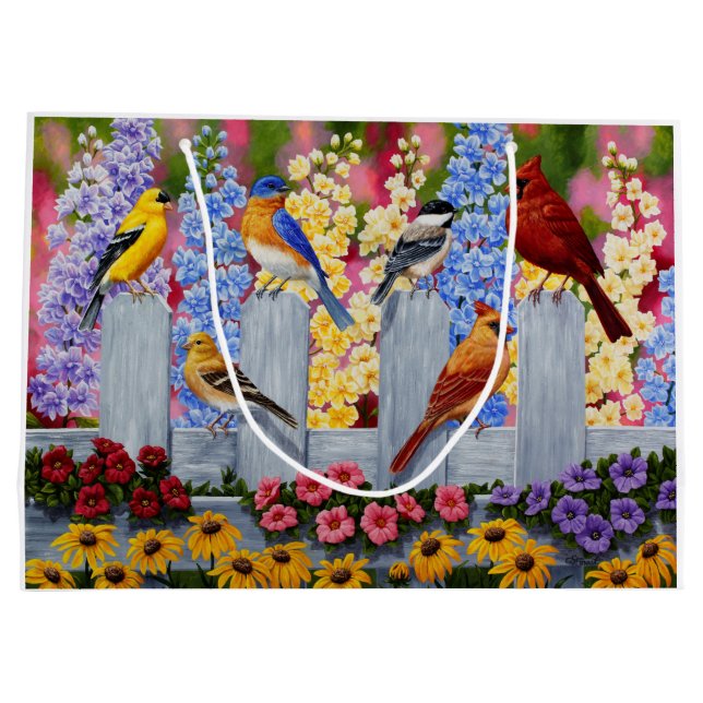 Farbiges Birds Garden Party Große Geschenktüte (Rückseite)