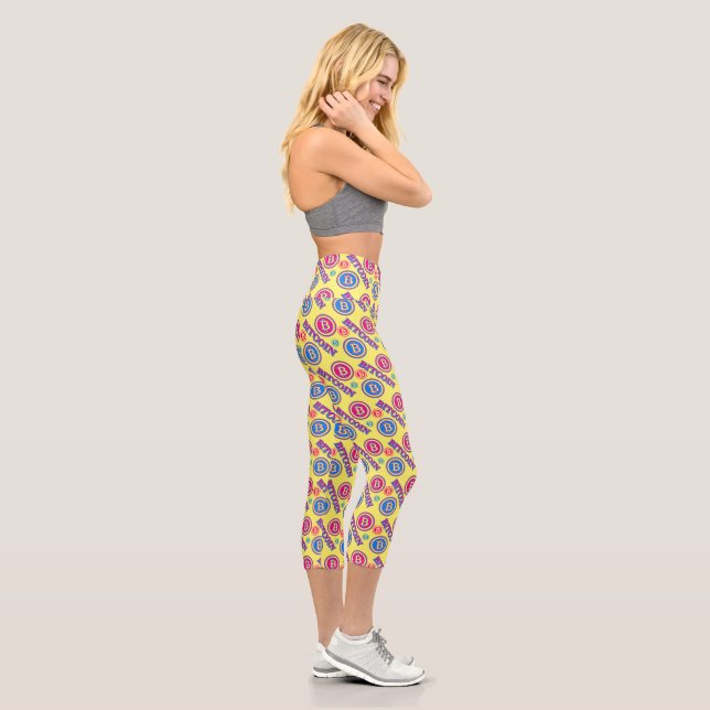 Farbiges Bitcoin-Muster Capri Leggings (Rechts)