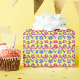 Farbiges Bitcoin-Muster Geschenkpapier
