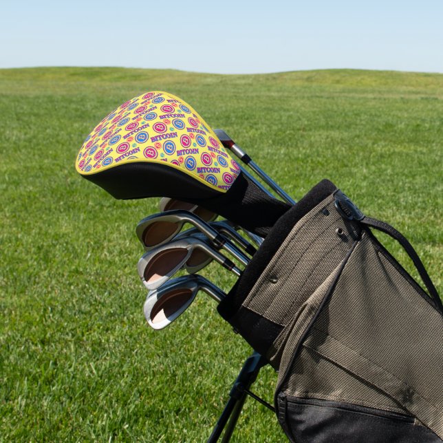 Farbiges Bitcoin-Muster Golf Headcover (In SItu)