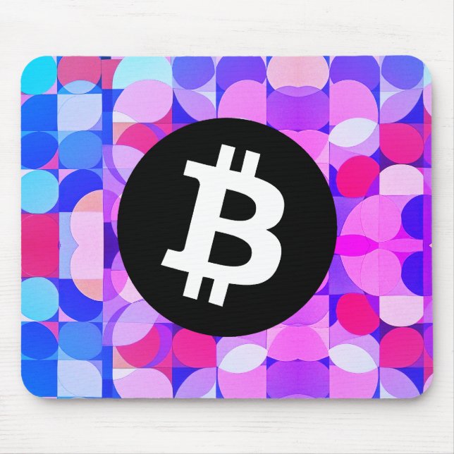 Farbiges Bitcoin-Muster Mousepad (Vorne)