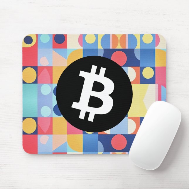 Farbiges Bitcoin-Muster Mousepad (Mit Mouse)
